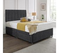 Dining Tables Oslo Matching Headboard Divan Set, 2 Drawer On Same Side With Sprung 1500 Comfort Mattress - Chenille Charcoal - Double