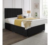 Dining Tables Oslo Matching Headboard Divan Set, 2 Drawer On Same Side With Sprung 1500 Comfort Mattress - Plush Black - Double