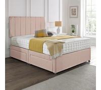 Dining Tables Oslo Matching Headboard Divan Set, 2 Drawer On Same Side With Sprung 1500 Comfort Mattress- Plush Pink Pale - Double
