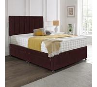 Dining Tables Oslo Matching Headboard Divan Set, 2 Drawer On Same Side With Sprung 1500 Comfort Mattress - Plush Velvet Mulburry - Double