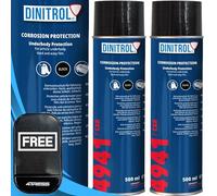 Dinitrol 2 x 500ml Underbody Chassis Rust Proofing Black Aerosol Spray Wax 4941 - Self Healing Abrasion Resistance Car Underbody Underseal Coating with 4Tress Non Slip Car Dash Mat (4T-2X-4941)