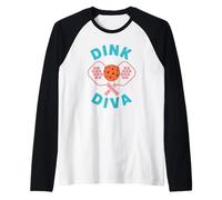 Dink Diva Funny Women Pickleball Player Raglan Baseball Tee