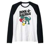 Dink-O-Saurus Pickleball T-rex for the Dad that Loves Pickle Raglan Baseball Tee