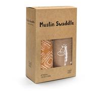 Dinka! Baby Muslin Cloths- 1 with100% Cotton &1 with 70%Cotton+ 30% Bamboo Blanket for Delicate Skin- Breathable Muslin Squares for Feeding, Cleaning & Daily Care- Terra Spot- 110 x 120 cm - Pack of 2