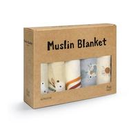 dinka! Baby Muslin Cloths - 100% Cotton Muslin Blanket for Delicate Skin - Breathable Small Muslin Squares for Feeding, Cleaning & Daily Care - The Curious Traveleers - 60 x 60 cm - Pack Of 5