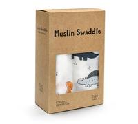 dinka! Baby Muslin Cloths - 70% Cotton & 30% Bamboo Muslin Blanket for Delicate Skin - Breathable Muslin Squares for Feeding, Cleaning & Daily Care - Dino Snuggles - Small- 110 x 120 cm - Pack Of 2