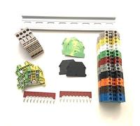 Dinkle Every Color DIN Rail Terminal Block Kit 20 DK2.5N 12 AWG Gauge 20A 600V Ground DK4N-PE Jumper DSS2.5N-10P End Covers End Brackets