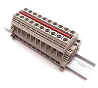 Dinkle Solar Combiner DK10N 10 Gang Box Connector DIN Rail Terminal Blocks, 6AWG, 60 Amp, 600V