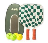 Dinkly Pickle Ball Paddle Set - USAPA Approved Graphite Pickleball Racket, 2 Pickle Ball Rackets, 4 Balls and 1 Portable Carry Bag, Pickle Ball Set for Men Women, Wave Check