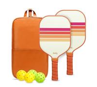 Dinkly Pickleball Paddles Set of 2 - USAPA Approved Graphite/Fiberglass Pickleball Racket, 2 Paddles, 4 Balls and 1 PU Leather Carry Bag, Pickle Ball Set for Men Women, Beige Dawn