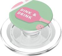 Dinks & Drinks Pickleball Paddle Pastel Pink Green PopSockets PopGrip for MagSafe