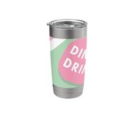 Dinks & Drinks Pickleball Paddle Pastel Pink Green Stainless Steel Insulated Tumbler