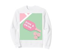 Dinks & Drinks Pickleball Paddle Pastel Pink Green Sweatshirt