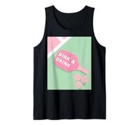 Dinks & Drinks Pickleball Paddle Pastel Pink Green Tank Top