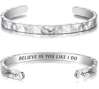 DINLUNED Inspirational Bracelets for Women Motivational Bracelet Hidden Message Mantra Cuff Bangle Encouragement Gift Cuff Jewelry, Metal, stainless steel