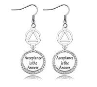 DINLUNED Sobriety Gift AA NA Recovery Earrings Acceptance is The Answer jewelry New Beginnings Gift AA NA Warrior Recovery Gift, Metal