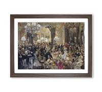 Dinner At The Ball By Adolph Menzel Classic Painting Framed Print | A4 Walnut Framed Wall Art | Ready to Hang | Classic Historical Picture | Living Room Bedroom Lounge Office