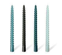 Dinner Candles, 10'' Gradient Spiral Twisted Tapered Candle Sticks, Non Drip Odourless 7 Hour Burn Time for Birthday Halloween Christmas Wedding Home Party Decor (Green Gradient Candle)