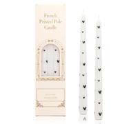 Dinner Candles, 25cm Taper Prints Decorative Household Candles, Burning Time of 6 Hours Non Drip Long Non Scented Afternoon Tea Candlesticks Table Home Party Decor (White Heart)