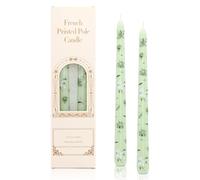 Dinner Candles, 25cm Taper Prints Decorative Household Candles, Burning Time of 6 Hours Non Drip Long Non Scented Afternoon Tea Candlesticks Table Home Party Decor (Light Green)