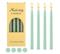 Dinner Candles, 4Pcs Non Drip Twisted Candle, Long 6 Hour Burn Time Spiral Candles for Candlesticks Table Dinner Halloween Wedding Christmas Appointment Birthday Party Home Decor (Light Green)