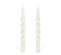 Dinner Candles, Macaron Green Twisted Birthday Candles, Non Drip Long Lasting Tapered Candles for Christmas Halloween Wedding Home Party Decoration (White 2 Pcs)