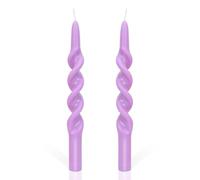 Dinner Candles, Macaron Green Twisted Birthday Candles, Non Drip Long Lasting Tapered Candles for Christmas Halloween Wedding Home Party Decoration (Purple 2 Pcs)