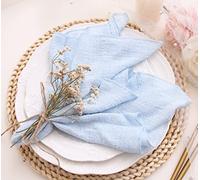 Dinner Cloth Napkins Cheesecloth 6 Pack,100% Natural Soft Cotton,Washable Napkins Great for Weddings Decorative ,Dinner Parties,Family Everyday Use (Light Blue)