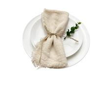Dinner Cloth Napkins Cotton, 10pcs 32x32cm Pink Gauze Cotton Napkin Reusable Tea Towel Wedding Party Christmas Table Decor Retro Burrs(10pcs beige)