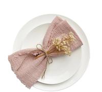 Dinner Cloth Napkins Cotton, 10pcs 32x32cm Pink Gauze Cotton Napkin Reusable Tea Towel Wedding Party Christmas Table Decor Retro Burrs(10pcs pink)
