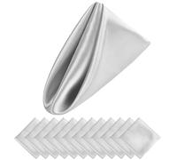Dinner Cloth Napkins Cotton, 12PCS Christmas Satin Napkin 12x12Inches Soft Table Napkins For Romantic Weddings Party Dinner Table Decoration(Silver)