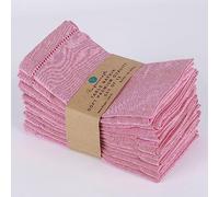 Dinner cloth Napkins, Everyday Use, Premium Quality 100% Cotton Picoting stitched Napkins Perfect for Parties Weddings Cocktail Christmas (Washable & Reusable) 20x20 - (Rose pink,/white)