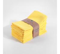 Dinner Cloth Napkins in Cotton Linen Blend Fabric 12 Pack, Premium Quality, Mitered Corners for Every Day Use Napkins are Pre Shrunk and Good Absorbency Easter Special Color (Yellow)