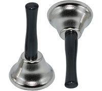 Dinner Hand Bell Silver Steel Loud Call Jingle Bells Alarm (Pack of 2)