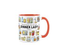 Dinner Lady Mug - Humorous School Lunch Staff Funny Novelty Gift - Tea/Coffee Hot Drinks Orange Ceramic Cup Present