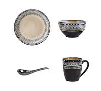 Dinner Plate Kitchen Dinnerware Set Ceramic Dinner Plate Sets Relief Craft Dinnerware Set, Set Includes 1 Dinner Plates, 1 Bowls, 1 Mugs,