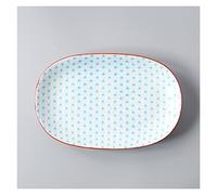 Dinner Plate/salad plates Ceramic Dinner Plate Oval Plate Deep Plate Salad Steak Plate 9.4 Inches for Snacks Fruits French Fries Sushi plates set/small dinner plates (Color : R)