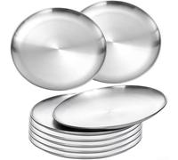 Dinner Plate Set, 9 Inch Stainless Steel Dinner Plate, Dishwasher-friendly For Daily Family Dinners, Camping Adventures, Festive Celebrations(8)