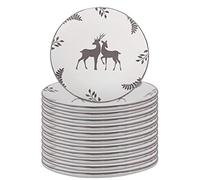Dinner Plate Set of 12 Christmas Reindeer Stoneware Dinner Plates (Grey)