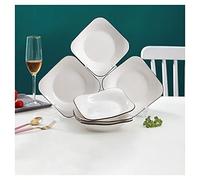 Dinner Plates Ceramic Plates Set of 4, 7.28in White Plates The Salad Appetizer Dessert Dishes Pasta Plates for Microwave Oven Dishwasher Safe Kitchen Porcelain Dishes App