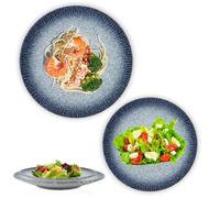 Dinner Plates Set of 2, Porcelain Salad Plates 25cm +20cm, Modern Kitchen Plate, Round Serving Dishes for Steak Salad Pizza, Microwave and Dishwasher Safe, Scratch Resistant, 8+10 Inch, Blue