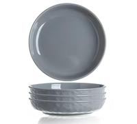 Dinner Plates Set of 4, Deep Dinner Bowls Plates for Serving Salad Soup, Small Ceramic Pasta Bowls 8’’|19.6cm Forest Series Dishwasher Microwave Oven Safe (Bluish Grey)