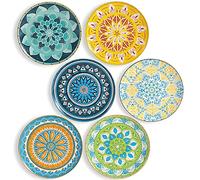Dinner Plates Set of 6, 10 Inch Scratch Resistant Ceramic Plates, Dishwasher and Microwave Safe, Pasta Plate, Salad Plate, for Main Course, Multicolor