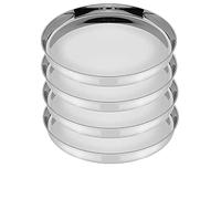 DINNER PLATES Stainless Steel Heavy Gauge Dinner Plates with Mirror Finish, Curved deep Wall Design 29 cm Dia - Set of 4pc