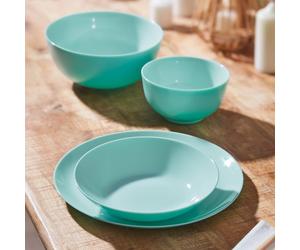 Dinner Service Hardened Glass Tableware Set Diwali Light Turquoise 18-Piece Set