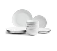 Dinner Set 12 Piece Porcelain Dinnerware Coupe Glim & Glam White One Size