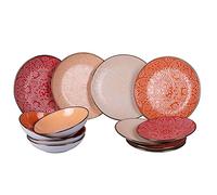 Dinner Set 12 Pieces in Stoneware, 4 Tables in 4 Different Decorations, Baku Sunset