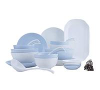 Dinner Set,37 Pieces Dinnerware Set Blue and White Porcelain Tableware Combination with Dinner Plate Bowl Fish Plate and Chopsticks