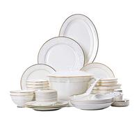 Dinner Set,52 Pieces Ceramics Phnom Plates Bowls Combination Embossed Pattern Dinnerware Set for Banquet