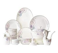 Dinner Set,A Flower Pattern Ceramics Dinnerware Set of 50 Pieces Dining Set Plates Bowls Combination for Banqu